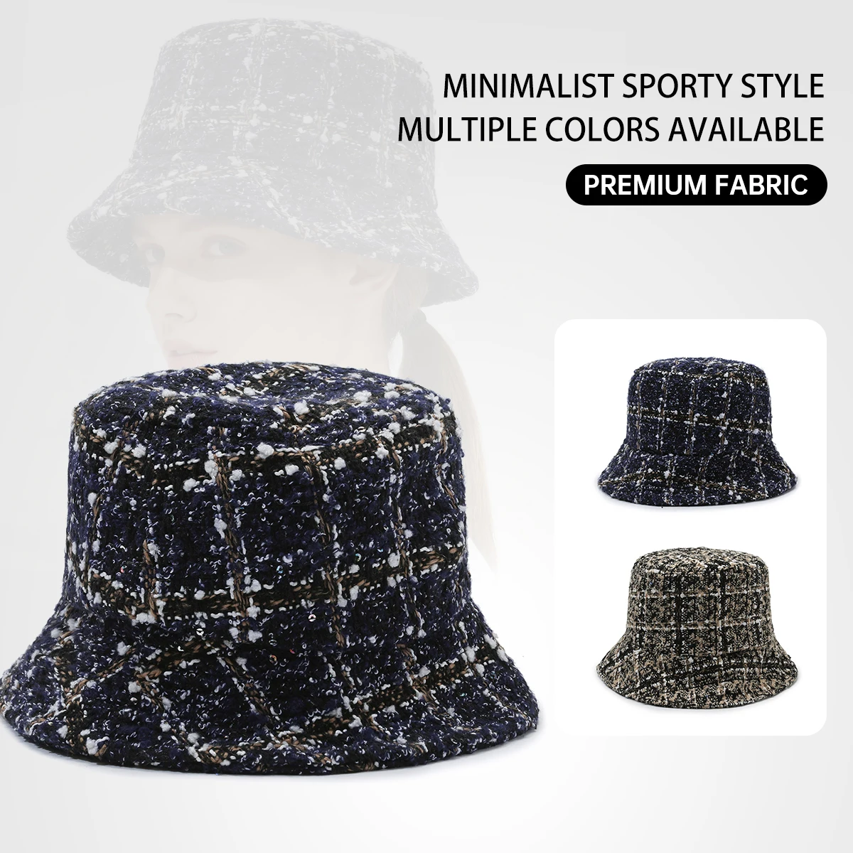 Fisherman's Hat for Men, Hiking Hat, Large Head Circumference, Large Brim, Bucket Hat, Plaid, Round Face, Makes Face Look Smaller, Korean Style, Trendy, Autumn and Winter Sun Hat