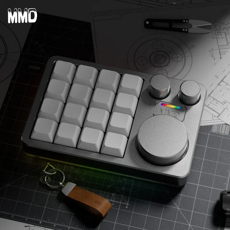 MMD KM16 PAD 싱글 모드 키보드 기계식 맞춤형 알루미늄 합금 트리플 로터리 핫 스왑 가스켓 구조 미니 키보드