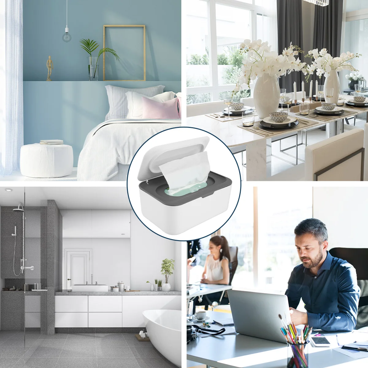 Wipes Dispenser Seposeve Refillable Wipe Container Keeps Wipes Fresh Dustproof Wipes Case with Lids Baby & Adult Wipe Holder