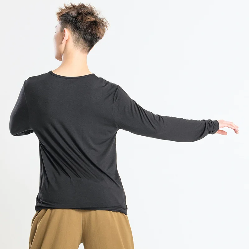 Men Latin Dance Tops Loose Long Sleeve Latin Dance Shirt Modern Dancing Tops Teacher Practice Clothes New Stage Dancewear