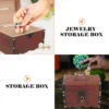 Retro Love Lock Money Bank Vintage Wooden Treasure Chest Kids Safe Jewelry Storage Size Heart Lock Piggy Bank Gifts 4