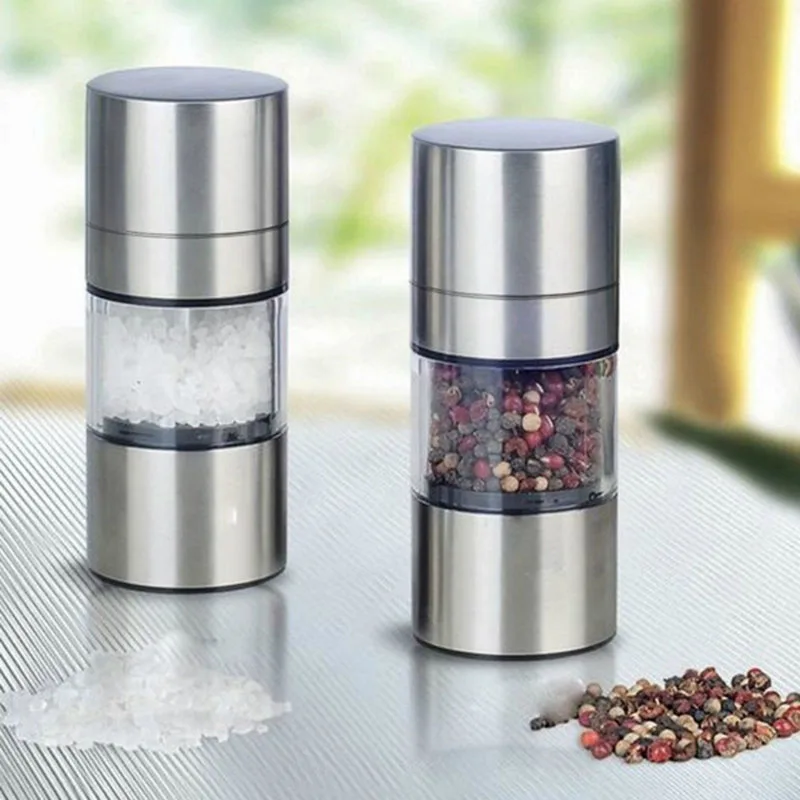 Salt and Pepper Grinder Stainless Steel Manual Salt Pepper Mill Grinder Portable Kitchen Mill Muller Tool