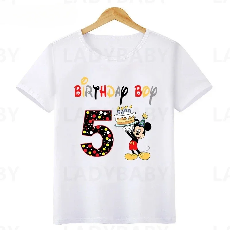 Disney Mickey Mouse Graphic Birthday Boy T Shirt Kids Clothes 1 2 3 4 5 6 7 8 9 10 Years Baby Boys Party T-Shirts Customize Tops 6