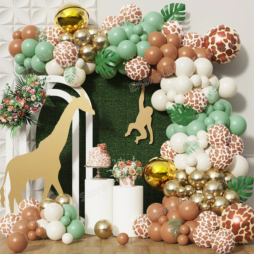 

Воздушные шары в виде джунглей, 111 шт., гирлянда с принтом жирафа, винтажные воздушные шары из латекса зеленого цвета с авокадо, украшение для будущей мамы