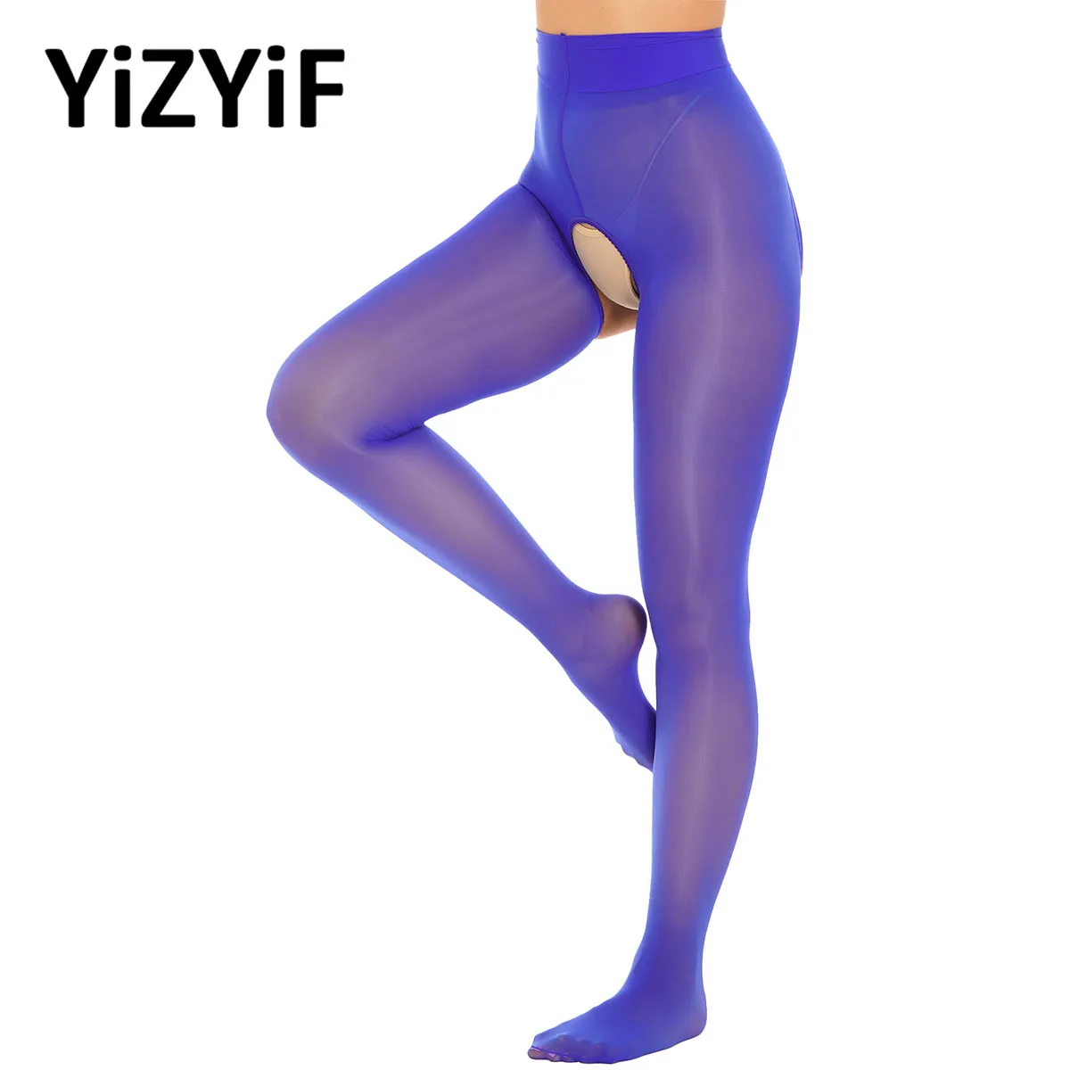 

Open Crotch Pants Oil Glossy Opaque Pantyhose Wet look Tights See-through Stockings Satin Slim Pants Unisex Hosiery Leggings