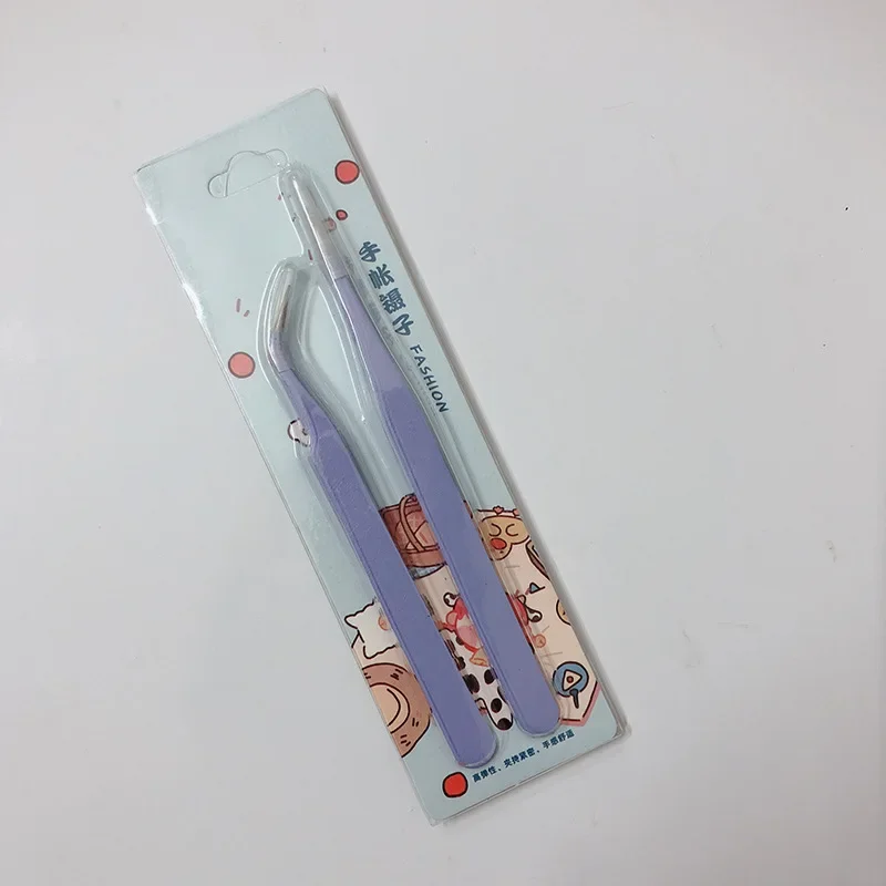 1.5mm Tweezers Scrapbook Sticker Washi Tape Picking Straight Head Elbow Tweezers DIY Junk Journal Album Crafts Supplies 2pcs