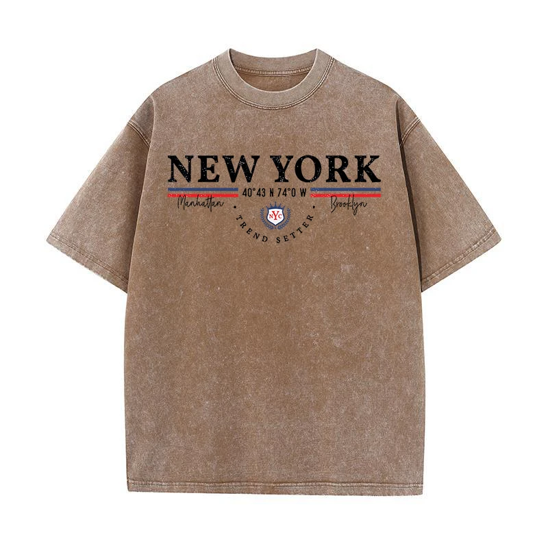 

Футболка мужская хлопковая с принтом New York Манхэттен, модная свободная уличная одежда, воздухопроницаемая рубашка с принтом, лето