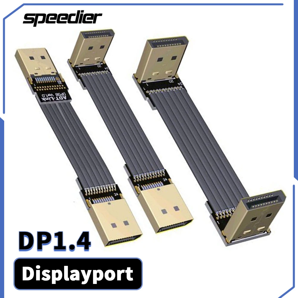 

Новинка 2021, ленточный Удлинительный кабель ADT Displayport DP1.4, металлический экранированный удлинитель для карт памяти