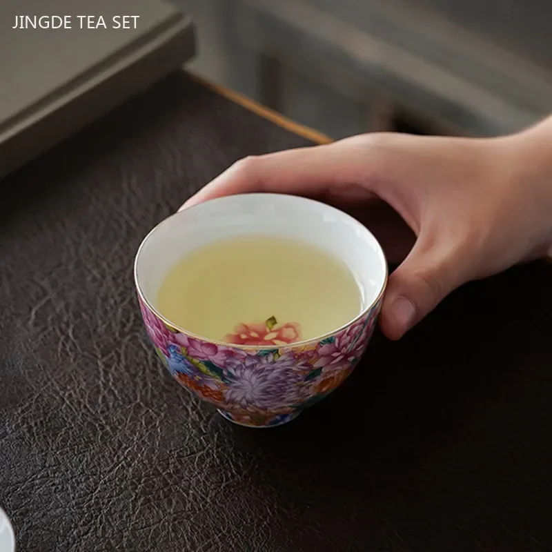 Enamel Color Ceramic Tea Set One Pot and Six Cup Suit Custom Exquisite Teaware Accessories Chinese Beauty Filter Teapot