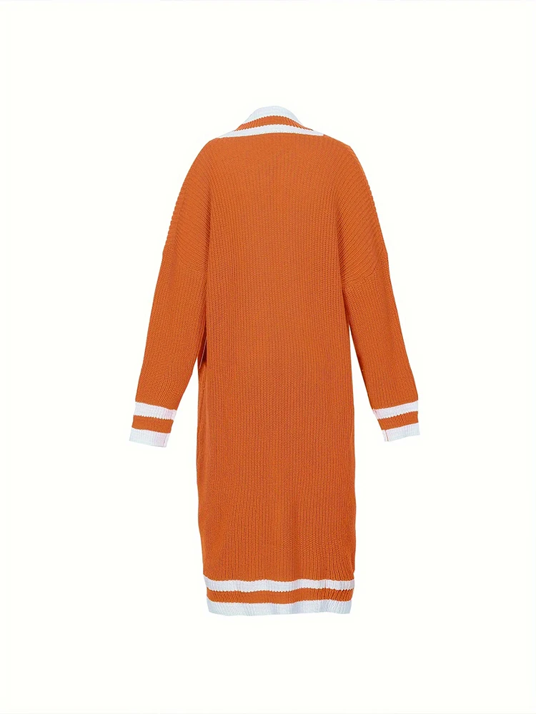 Damen-Pullover in Übergröße, langärmelig, V-Ausschnitt, Knopfleiste, dick, lässig, weiche Passform, Herbst und Winter, Neu 2024 – Detail 17