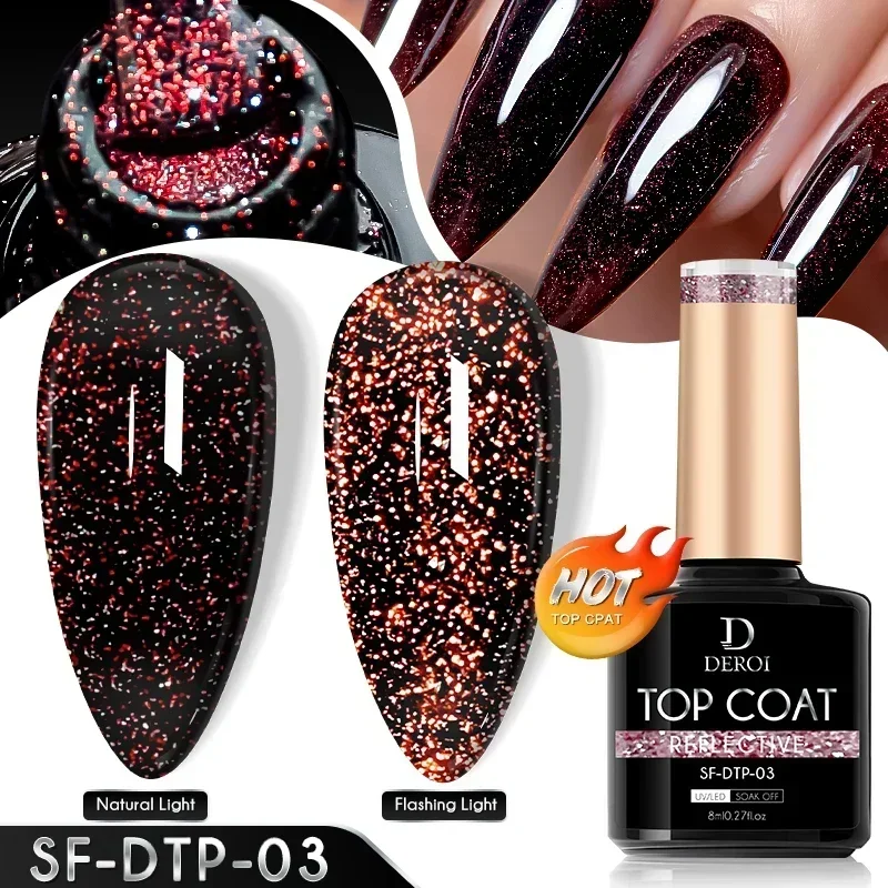 Hot Glitter No Wipe Top Coat for Nail Art Soak Off Nail Polish Top Coat Glue UV LED Gel Accessories Varnish Matte Topcoat  8ml 5