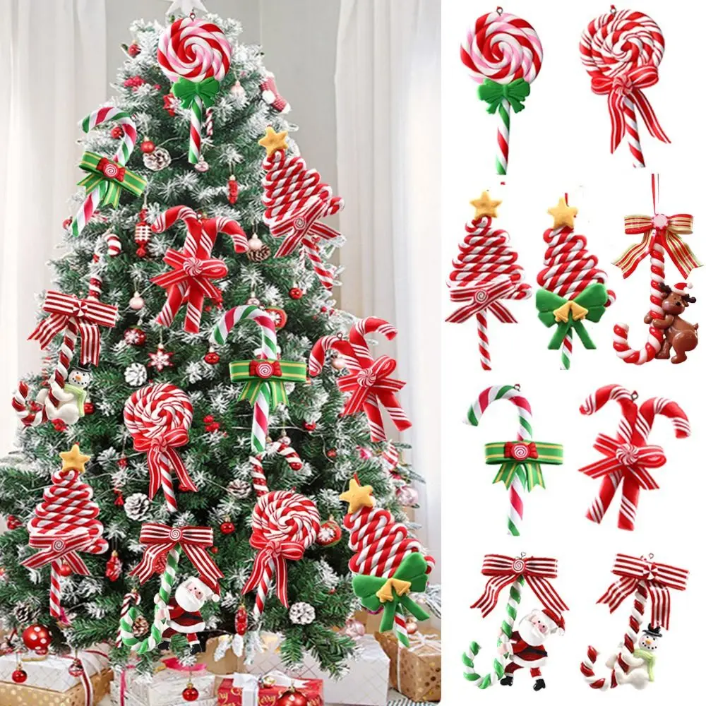 

Soft Clay Christmas Lollipop Ornaments Simulated Candy Decorations Christmas Hanging Candy Cane Santa Claus Celebrate