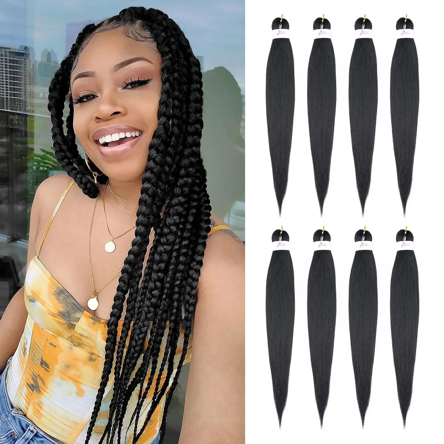 

26 Inch Ombre EZ Braids Crochet Hair Kanekalon Fiber Xpression Pre Stretched Twist Braiding Hair Extensions For Women Wholesale