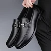 Cow Leather Men Metal Buckle Low Heel Loafers Fashion Handmade Moccasins Soft Leather Slip on Flats Man Footwear Driving Shoes 5