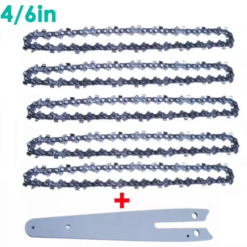 4/6 Inch Chainsaw Chain Parts Accessoy Saws Blades Guide Mini Chain Saw Chain Garden Power Tools Set Steel Electric Chainsaws