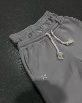 Pantaloni sportivi vintage a doppio strato streetwear donna ricamata lettera retrò grafica pantaloni sportivi larghi casual Y2K vestiti da donna 1