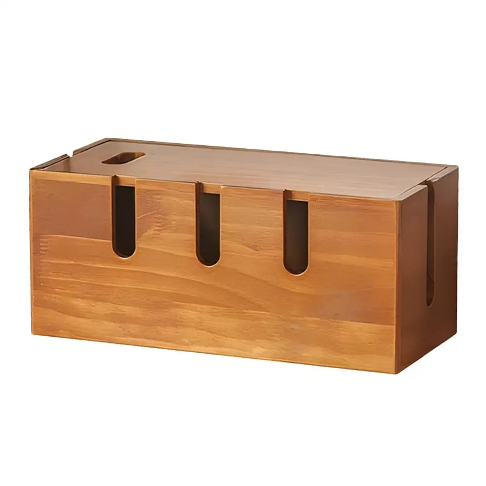 Box Solid Wood Cable ganizer Desk Router Cover Cord Hider Storage rustic appearance sturdy construction home 4