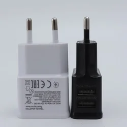 Universal Dual USB Charger with EU Plug - Mobile Phone Travel Power Adapter - EU (1 USB  white)