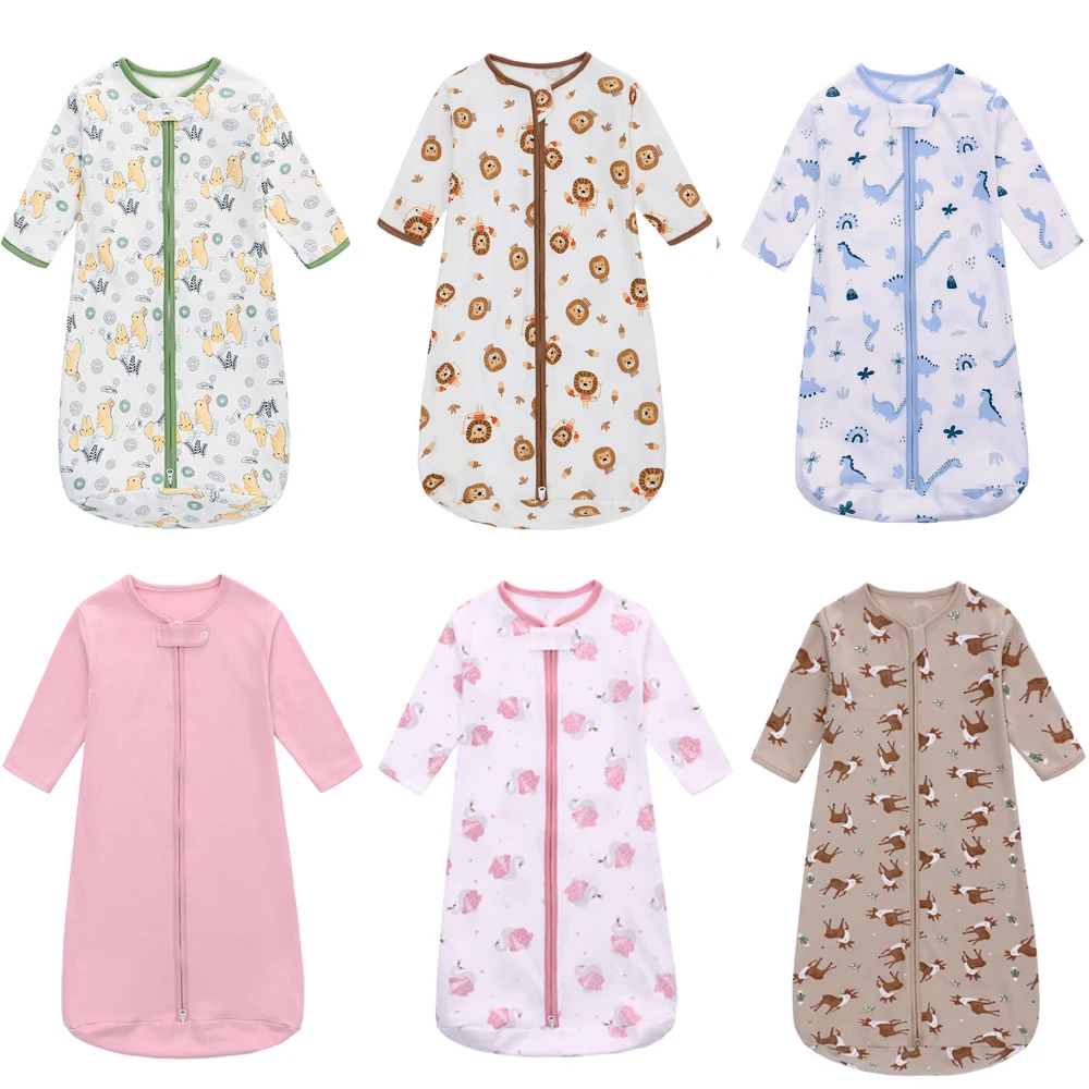 Sleeping Bags For Baby 0-18Months Long sleeve Baby One-Piece Sleepwear Cartoon Sleepsack Anti-Kick Blanket baby girls boys clothing sets one piece suit sleeve bodysuits cartoon romper long pure cotton playsuit pijama sleepwear overalls