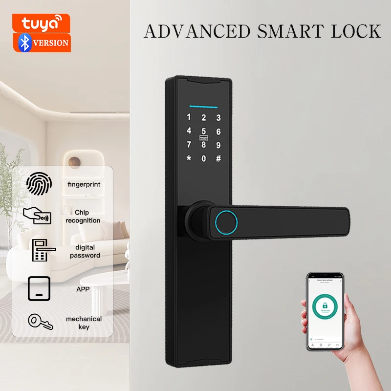 Tuya APP Smart Door Lock Digital Electronic Lock Smart Home Wooden Door Biometric Fingerprint smart door lock