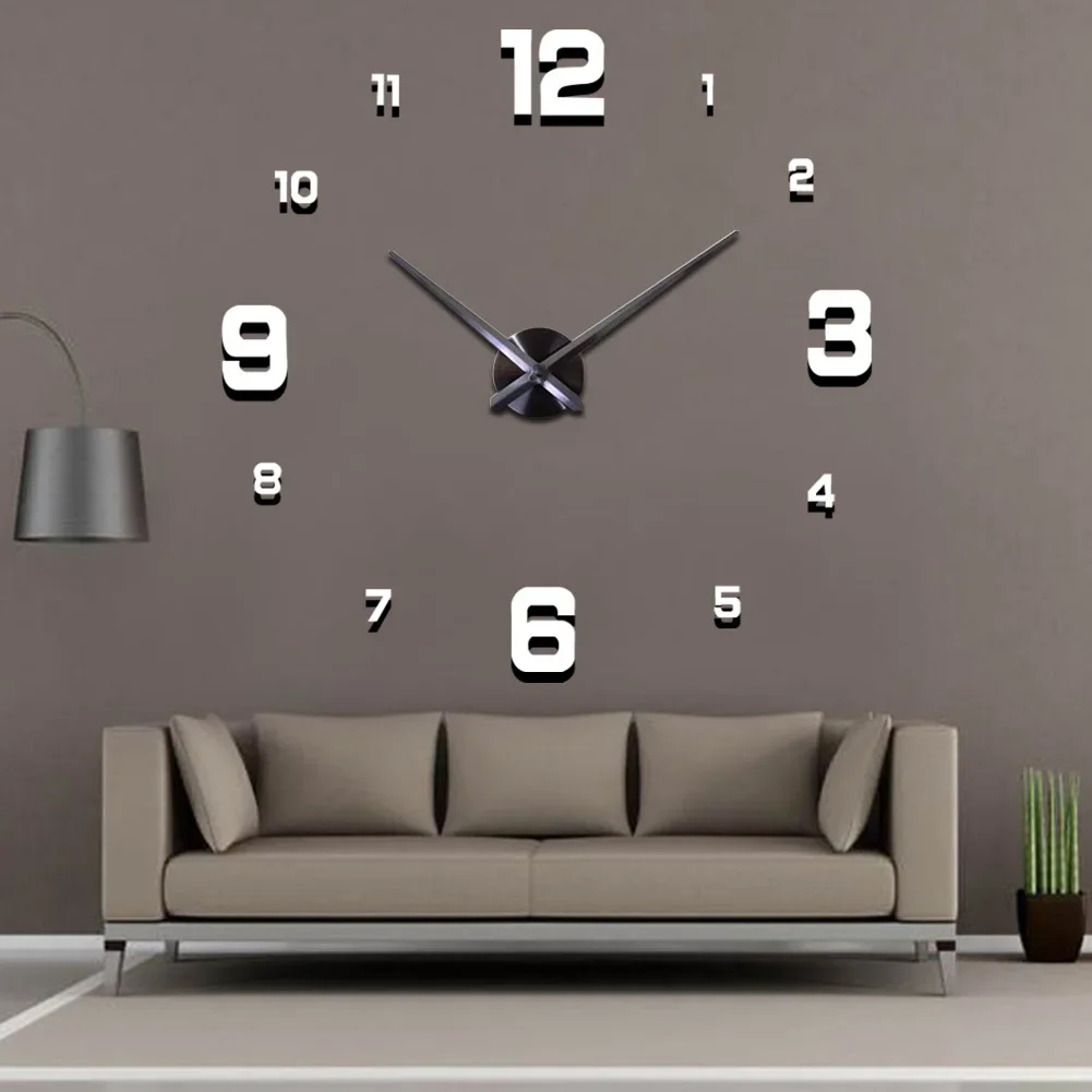 Modern Design Large Wall Clock 3D DIY Quartz Clocks Fashion Watches Acrylic Mirror Stickers Living Room Home Decor Horloge