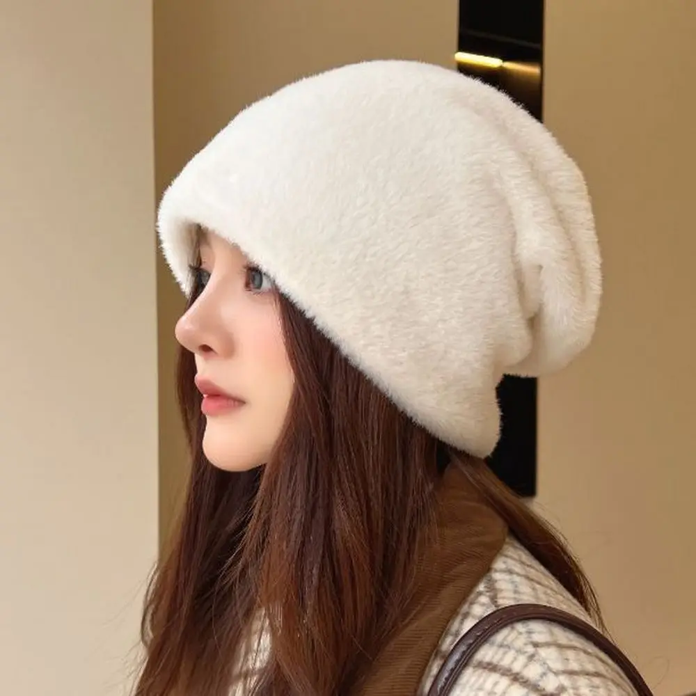 

Осенне-зимние женские шапки-бини, теплые шапки с черепами для женщин, плюшевые полиэстеровые шапки 58-60 см, однотонные, простой стиль, wy 0258