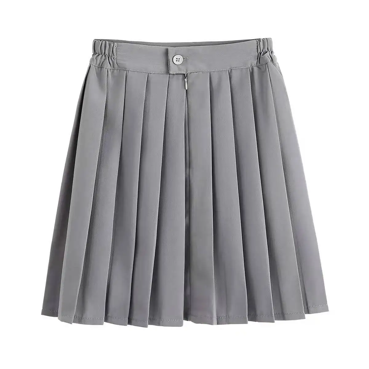 A monophonic pleated skirt in Japanese style, a waist on an elastic band, good quality. skater skirt