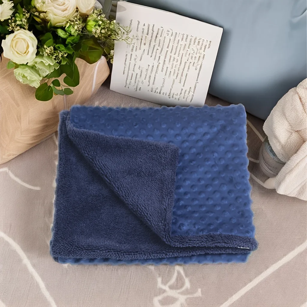 75*100cm Newborn Baby Soft Minky Dot Blanket Soft 3D Dotted Solid Color Winter Warm Velvet Stroller Blanket Covers for Kids 2