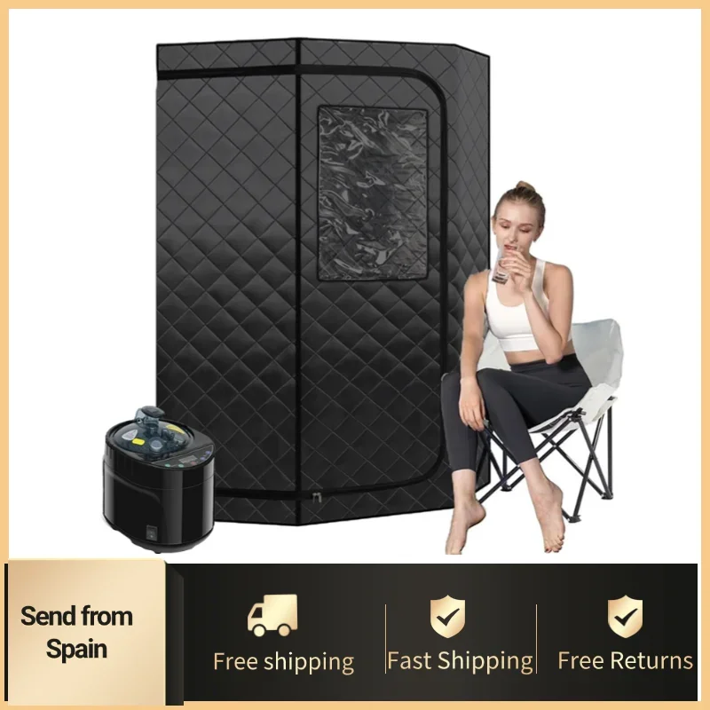 ซาวน่าไอน้ําขนาดเต็มชุดสปาโฮมสปาขนาดใหญ่พร้อมเครื่องนึ่ง 4 ลิตร 4 ลิตร 1600 วัตต์เพื่อการดีท็อกซ์ผ่อนคลาย 1