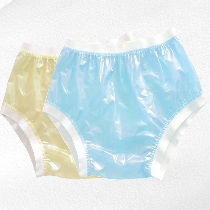 Men Underwear Sexy Panties Wide Elastic Pants Transparent PVC Shorts Adult Diapers