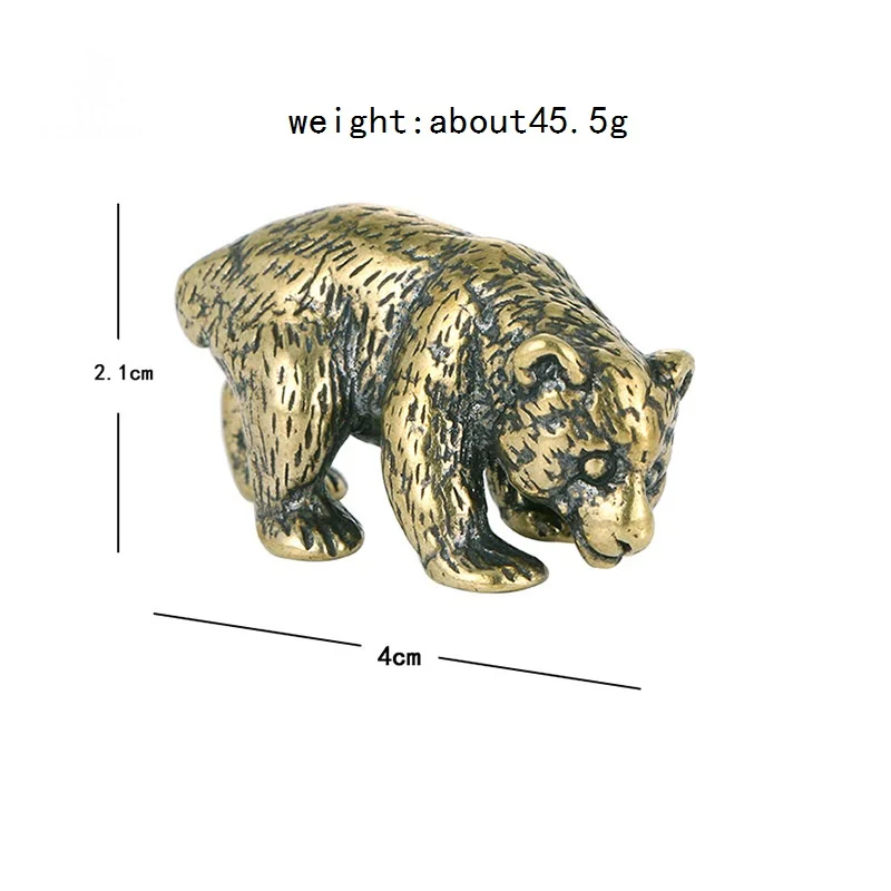 Miniature Figurines Brass Cute Small Bear Statue Office Desk Ornaments
