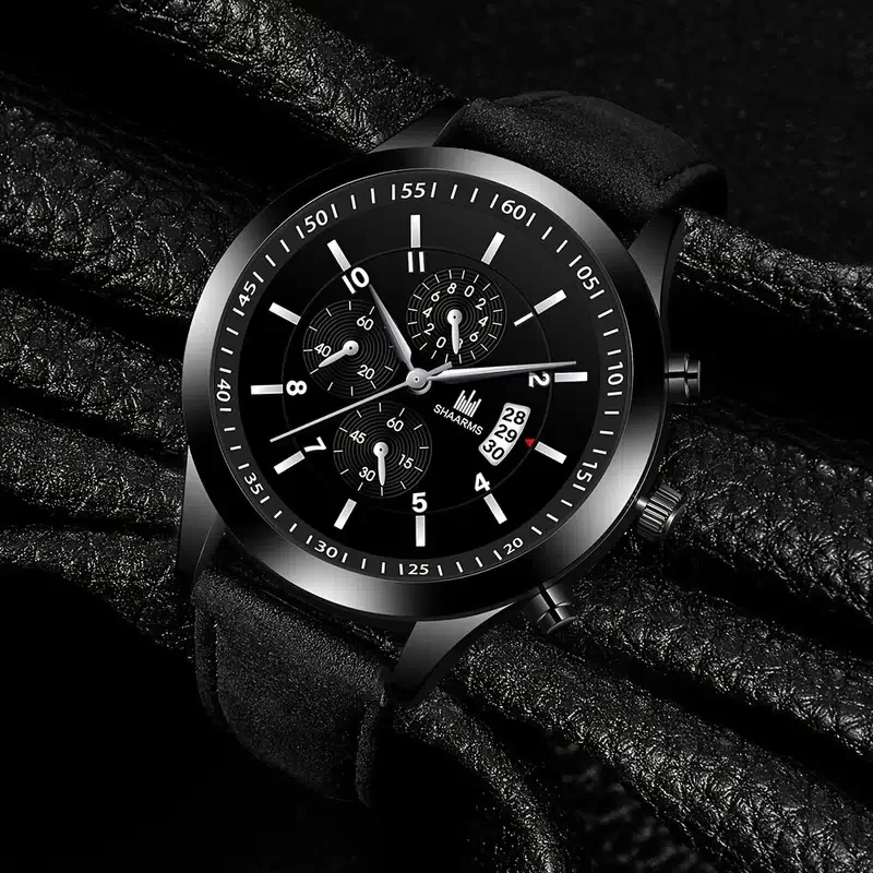 New Watch Men Fashion Casual Leather Belt Watches Fashion Men's Versatile Calendar Business Quartz Watch