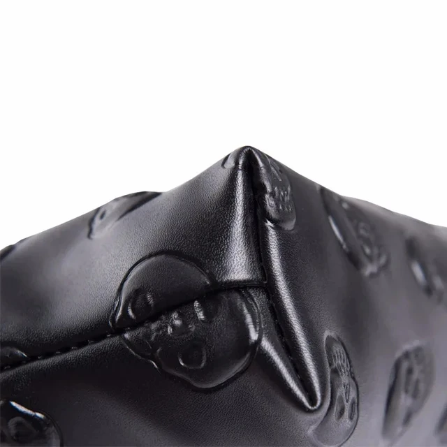 1 pc Black Skull Cosmetic Bag Women PU Leather Makeup Bag Travel Organizer For Cosmetics Toiletry Kit Bag Dropshipping