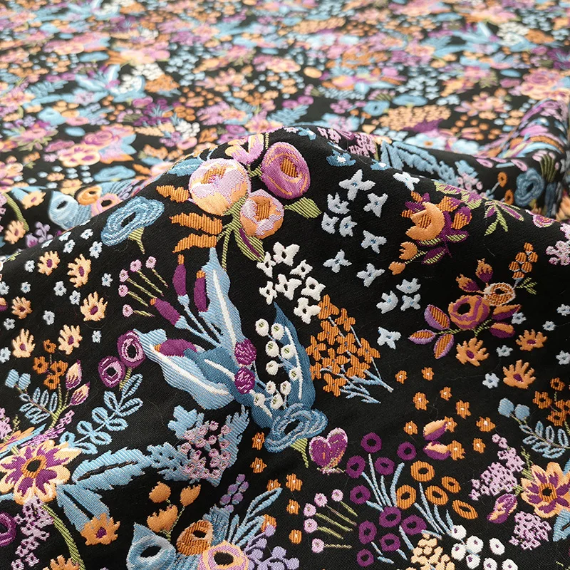 

Colorful Flowers Like Brocade Yarn Dyed Jacquard Brocade Fabric One-piece Dress Jacket Baseball Suit Design Sew Material Cloth