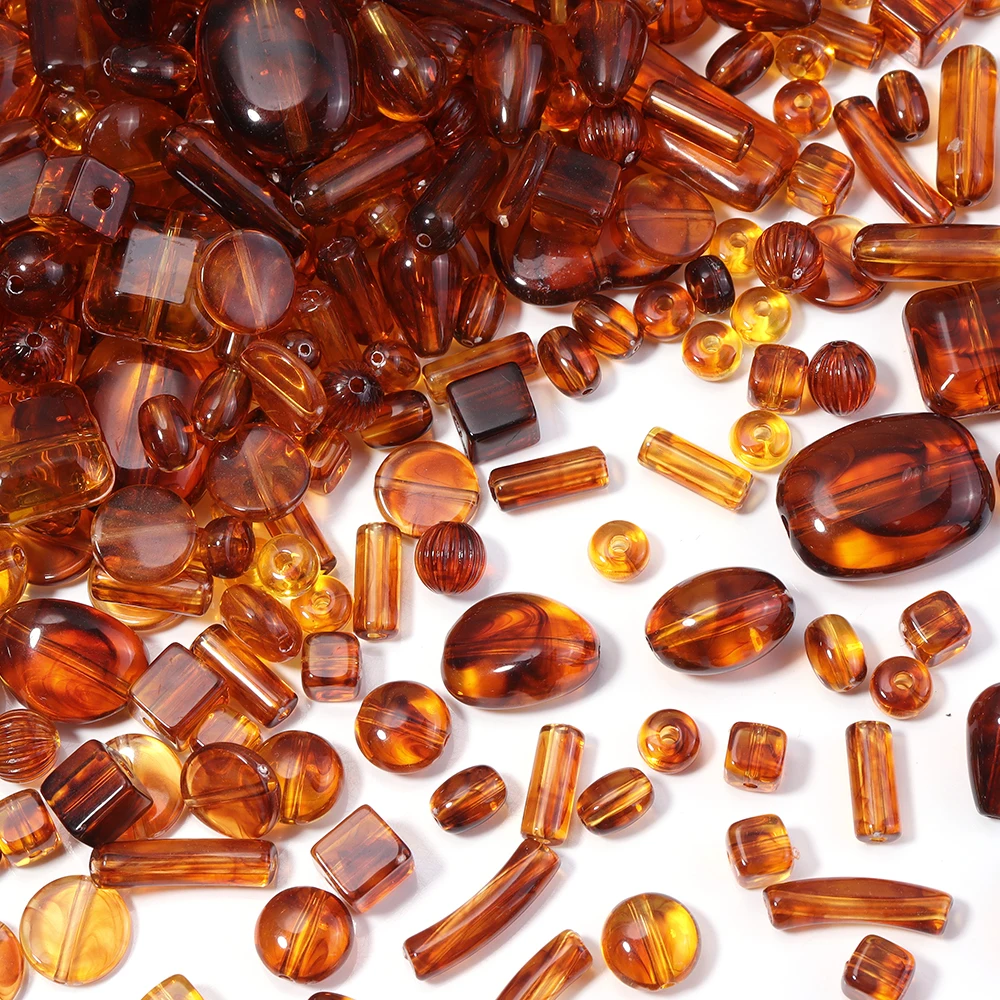 10-100개 아크릴 모조 호박석 비즈 루즈 스페이서 비즈 장 DIY 수제 공예 선물 액세서리