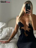 nibber Sexy Ruffles Dress Woman Irregular Strapless Summer Trend Backless Spaghetti Straps Thin Chic Party Skinny Slim Vestidos 2