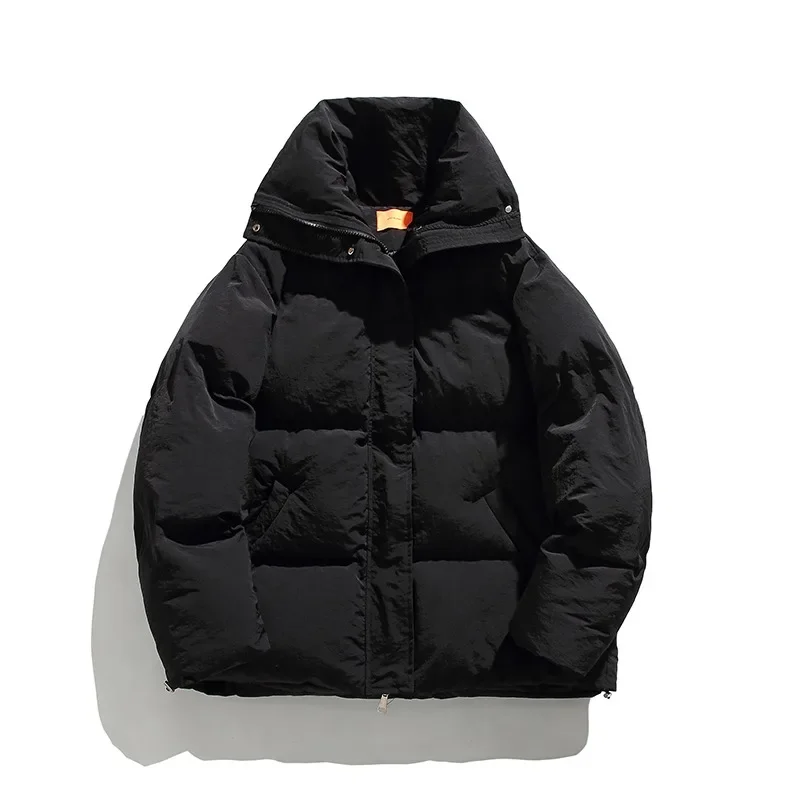 Casual Warm Winter Parkas Men Solid Loose Turn Down Collar Padded Jackets Male Thicken Coats Man