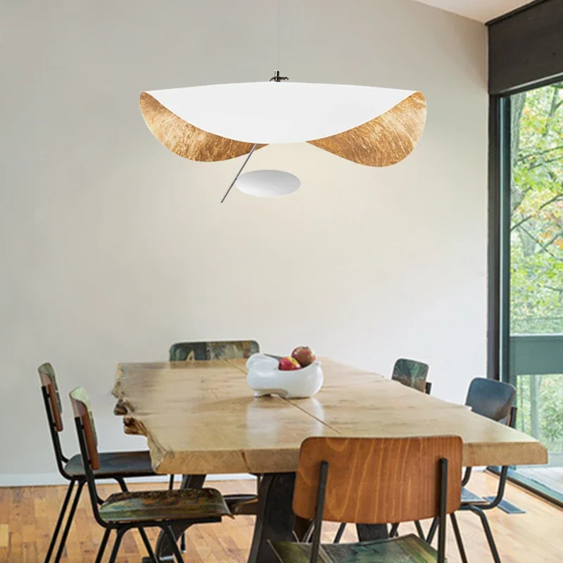 

Nordic LED Pendant Lights Curved Surface Pendant Lamp Living Room Restaurant Kitchen Flying Saucer Hat Art Indoor Lighting Decor