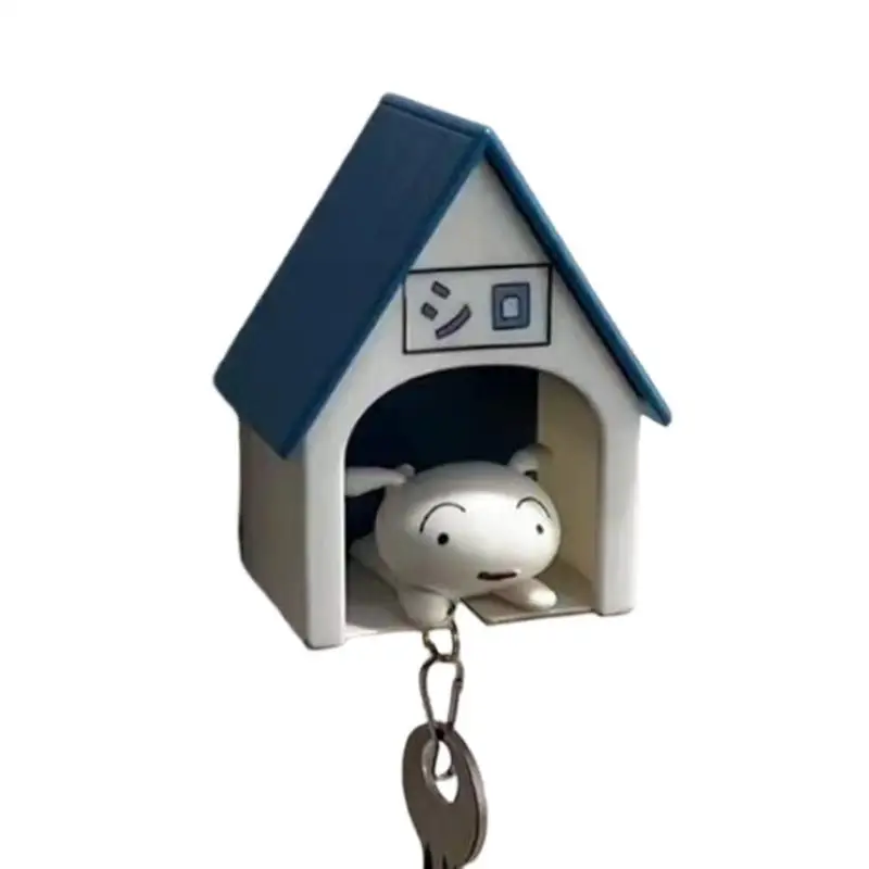 Creative Puppy Keychain Kawaii Dogs Key Hanger With Small House Adhesive Wall Mounted Keychain Hook For Room Home Decoration 2