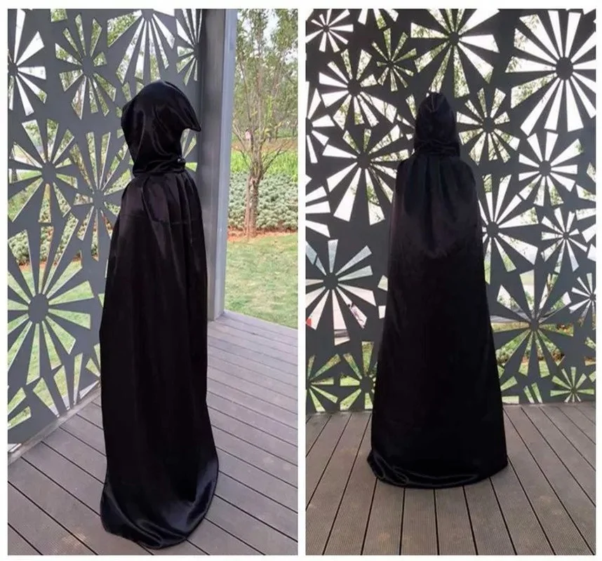 1Pcs Halloween cloak black cape Devil devil with hood Unisex Adult Kids Halloween Hooded Cap Long Cloak Costume Cosplay Props