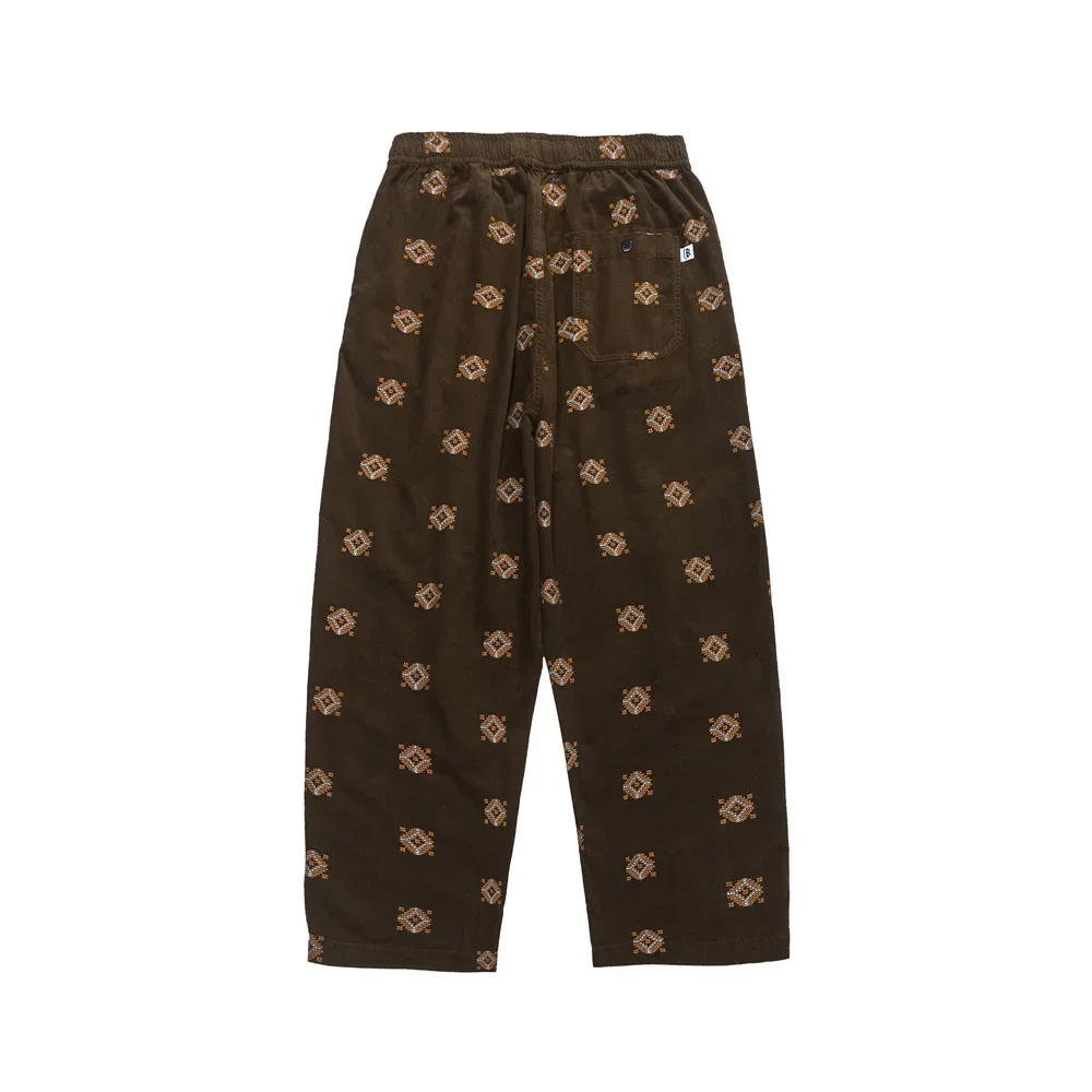 Men Japanese Korean Streetwear Harem Trousers Cargo Pants Full Embroidery Corduroy Loose Casual Vintage Wide Leg Pants