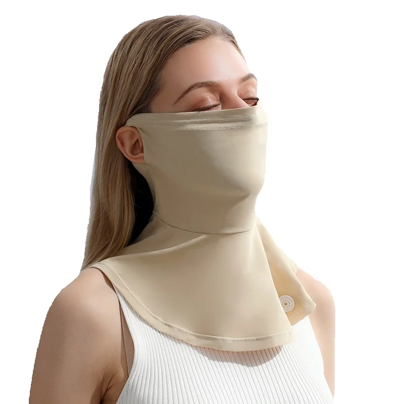Ice Silk Sunscreen Mask for Women's Summer Outdoor Cycling Sunshade, UV Protection, Breathable Neck Protection Headband_voghion.com