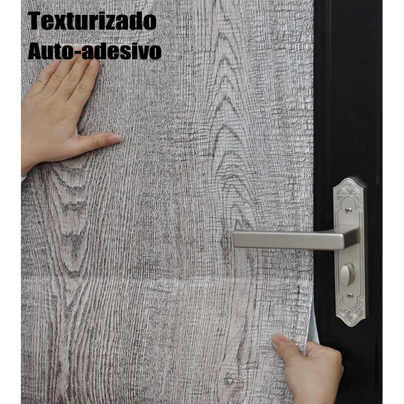 1mx61cmWashableGreyOakWoodWallStickerWithEmbossedFurniture