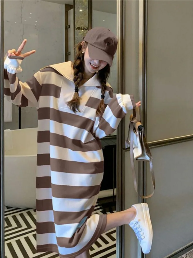 chinese dress ladies EMILE SHIRT DRESS DARK NAVY WHITE MULTI STRIPES  Dovima Paris