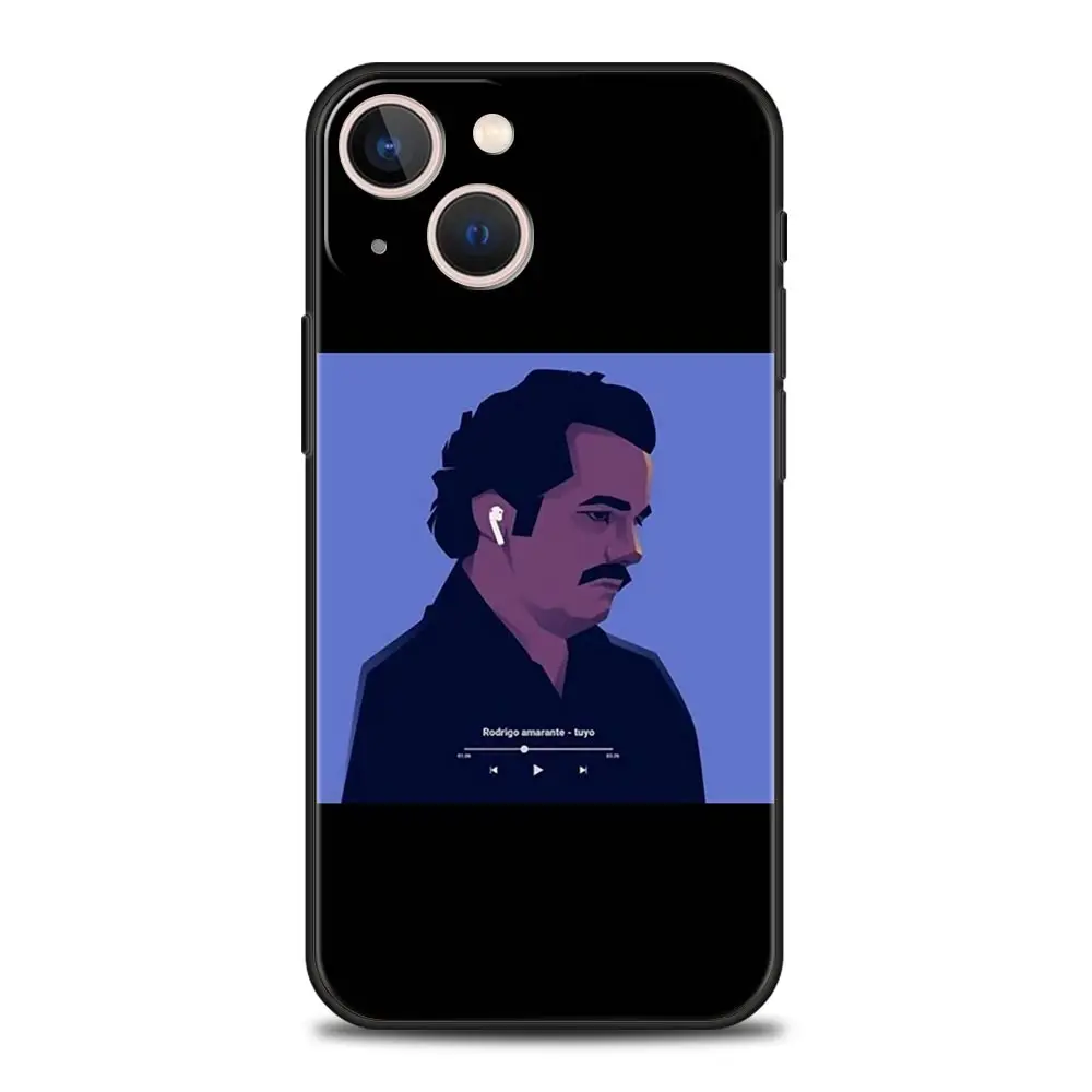 Luxurious Black Silicone Phone Case Inspired by Narcos TV Series Featuring Pablo Escobar Design