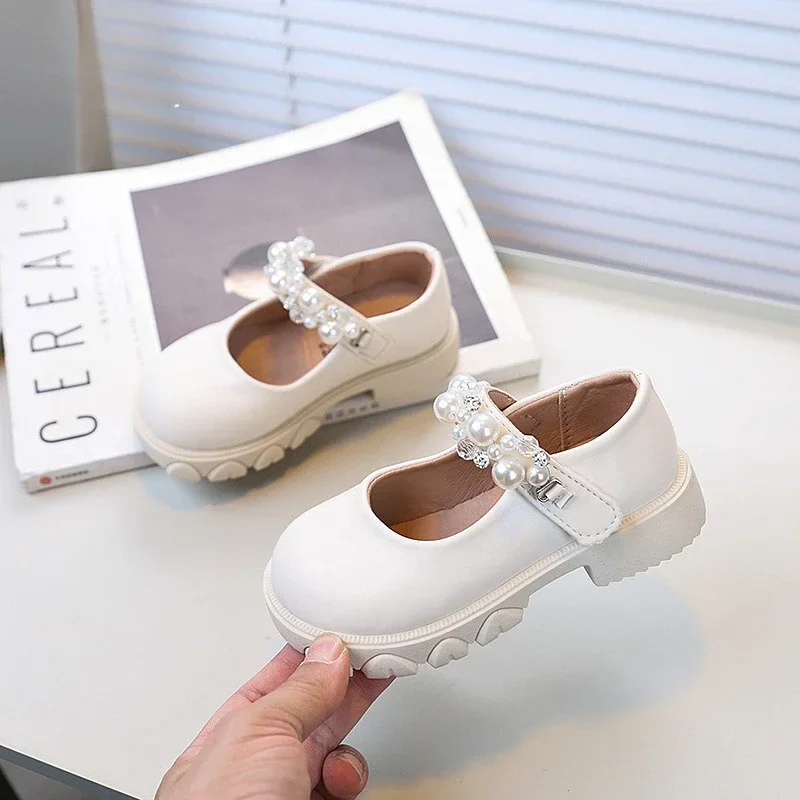Girl's Shoes Spring Autumn Luxury Kids Fashion Leather Shoes Thick Sole Causal Children Performance Black Mary Jane Simple