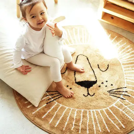 INS Cartoons Mat for Children 100cm Baby Play Mat Round Carpet Lion Playmat Newborn Photography Props Living Room Carpet
