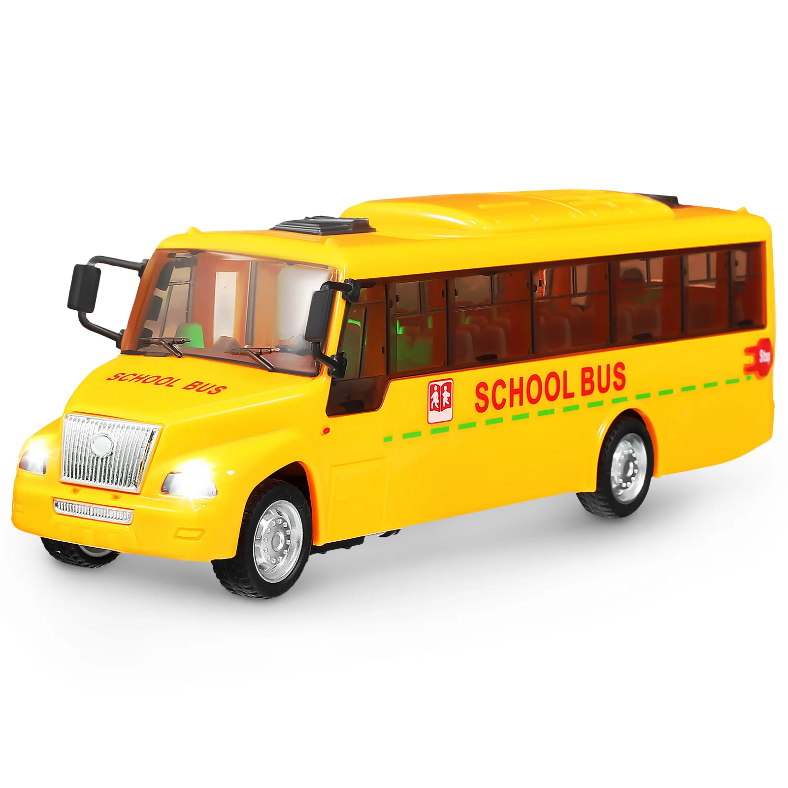Sound and Light School Bus Pull Back Toys Model Vehicle Cars Friction Powered Educational Small Push Go Kid
