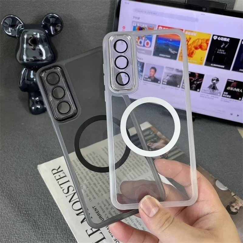 Transparent Shockproof Magnetic TPU Phone Case with All-Inclusive Lens Protection