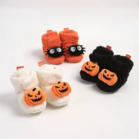 Halloween Pumpkin Baby Booties Slippers Infant Boys Girls Dress Shoes Newborn Crib Shoes Winter Footwear First Walkers Prewalker 1